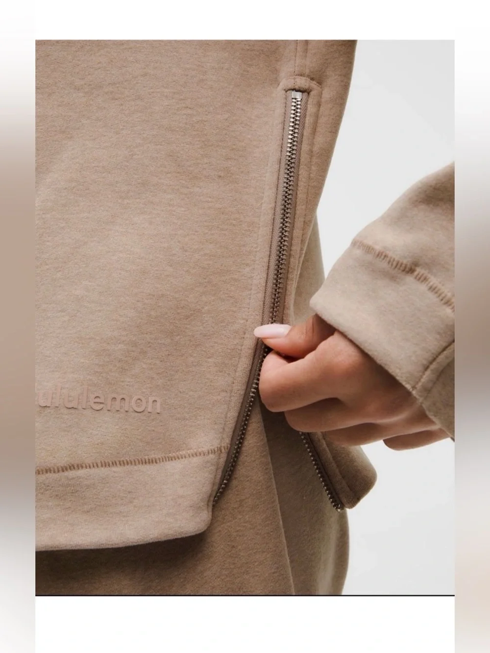 Lululemon Loungeful Relaxed Fit Crewneck Sweatshirt Side Zips Heathered Nutmeg M - Picture 4 of 7